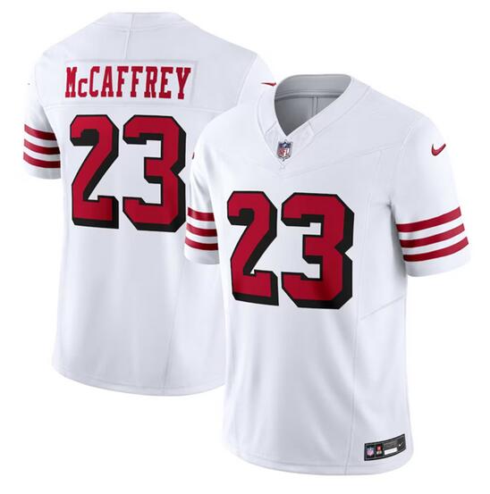 Youth San Francisco 49ers #23 Christian McCaffrey New White 2023 F.U.S.E. Vapor Untouchable Limited Football Stitched Jersey